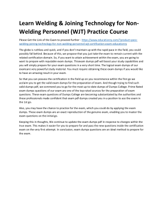 Welding & Joining Technology for Non-Welding Personnel (WJT)