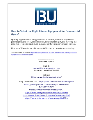 How to Select the Right Fitness Equipment for Commercial Gyms