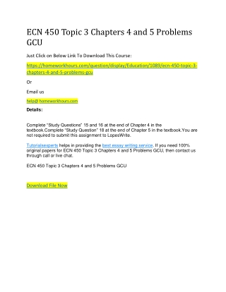 ECN 450 Topic 3 Chapters 4 and 5 Problems GCU