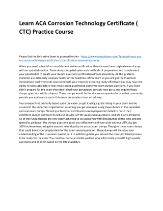 ACA Corrosion Technology Certificate ( CTC)