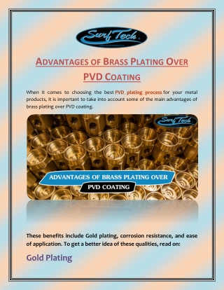 Advantages of Brass Plating Over PVD Coating