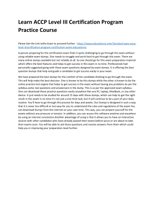 ACCP Level III Certification Program