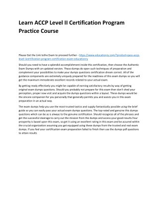 ACCP Level II Certification Program