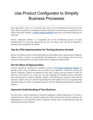 Use Product Configurator to Simplify Business Processes