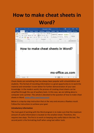 How to make cheat sheets in Word?