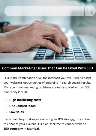 Common Marketing Issues That Can Be Fixed With SEO