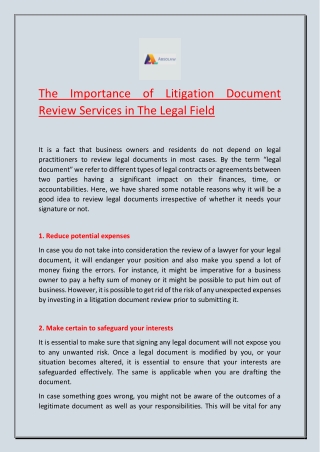 The Importance of Litigation Document Review Services in The Legal Field