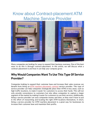 Atm machine placement contract