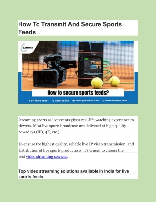How To Transmit And Secure Sports Feeds