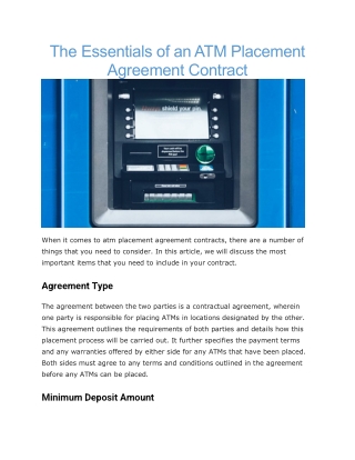 Atm placement agreement contract