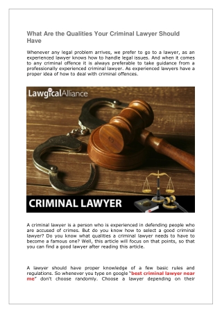 What Are the Qualities Your Criminal Lawyer Should Have