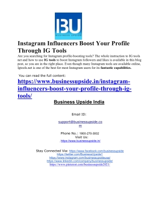 Instagram Influencers Boost Your Profile Through IG Tools