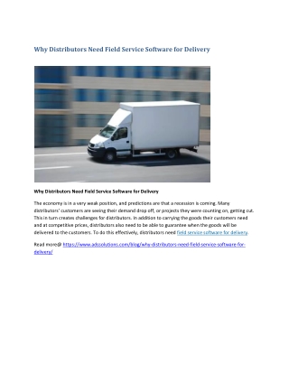 Why Distributors Need Field Service Software for Delivery