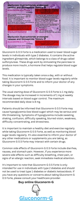 Gluconorm-G 0.5 Forte Tablet PR View Uses, Side Effects, Price and Substitutes