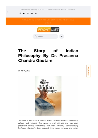 The Story of Indian Philosophy By Dr. Prasanna Chandra Gautam | Frontlist