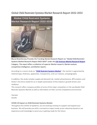Global Child Restraint Systems Market Research Report 2022-2032