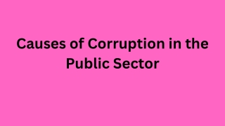 Causes of Corruption in the Public Sector