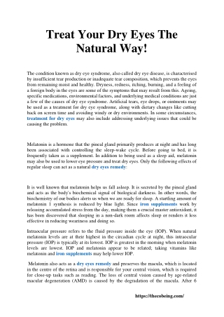 Treat Your Dry Eyes The Natural Way!