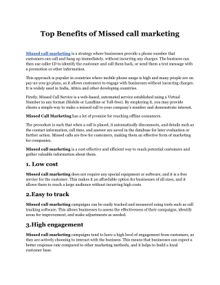 Top Benefits of Missed call marketing.docx