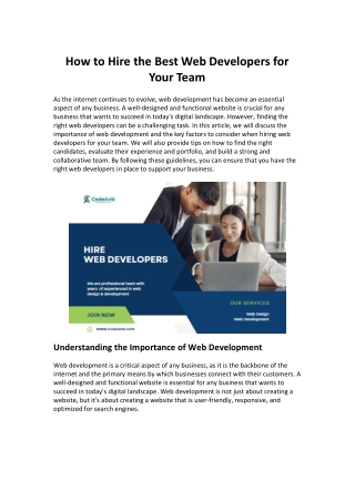 How to Hire the Best Web Developers for Your Team