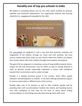 Kenalily one of top pre-schools in India