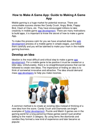 How to Make A Game App