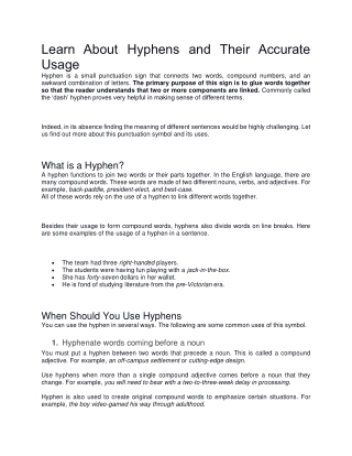 What is Hyphen? Learn Its Usage with Examples