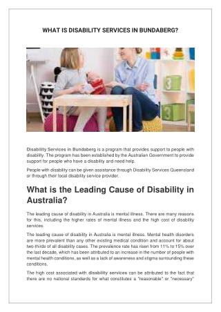 WHAT IS DISABILITY SERVICES IN BUNDABERG