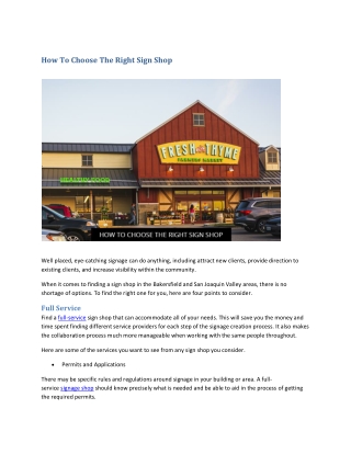 How To Choose The Right Sign Shop