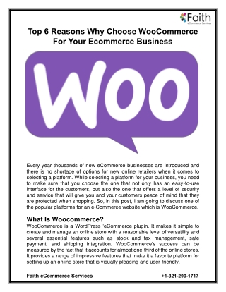 Top 6 Reasons Why Choose WooCommerce For Your Ecommerce Business