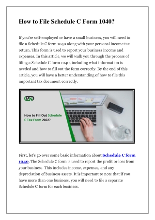 How to File Schedule C Form 1040 ?