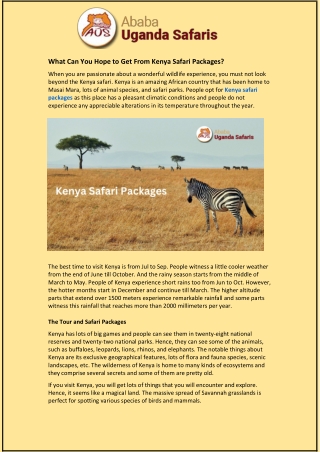 What Can You Hope to Get From Kenya Safari Packages?