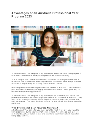 Advantages of an Australia Professional Year Program 2023