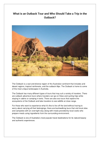 What is an Outback Tour and Who Should Take a Trip in the Outback