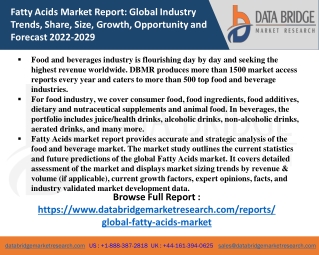 Fatty Acids Market Scope
