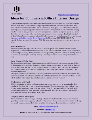 Ideas for Commercial Office Interior Design Singapore