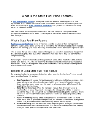 What is the State Fuel Price Feature