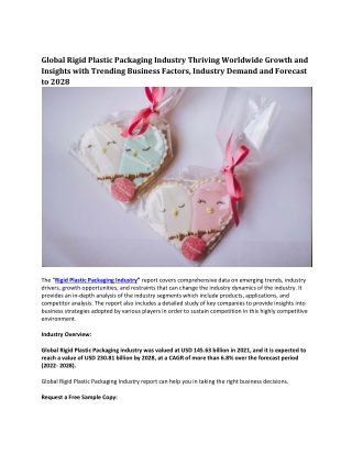 Global Rigid Plastic Packaging Industry Thriving Worldwide Growth and Insights.
