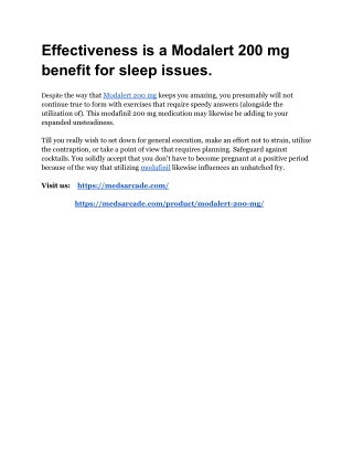 Effectiveness is a Modalert 200 mg benefit for sleep issues