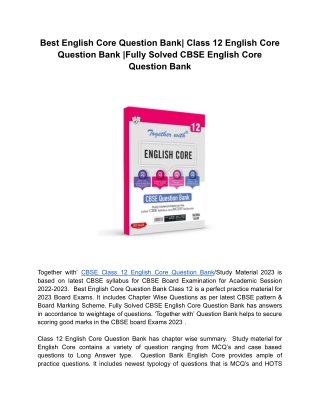 Best English Core Question Bank| Class 12 English Core Question Bank