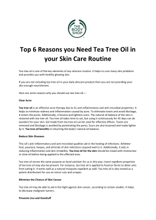 Top 6 Reasons You Need Tea Tree Oil In Your Skin Care Routine