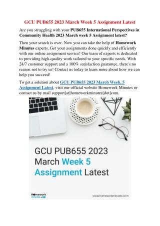 GCU PUB655 2023 March Week 5 Assignment Latest