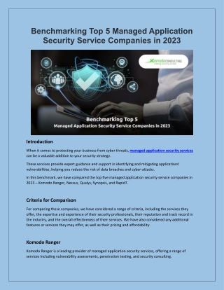 Benchmarking Top 5 Managed Application Security Service Companies in 2023