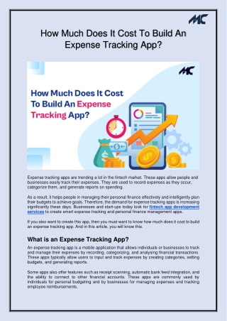 How Much Does It Cost To Build An Expense Tracking App