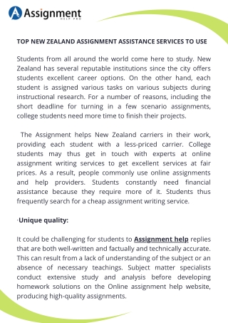 Assignment Help New Zealand