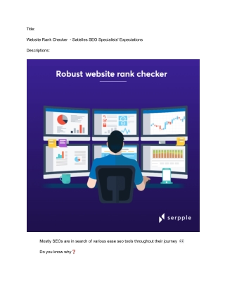 Website Rank Checker  - Satisfies SEO Specialists' Expectations