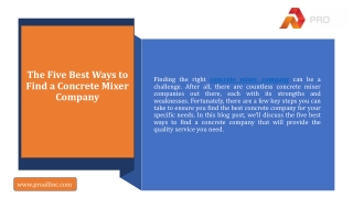 The Five Best Ways to Find a Concrete Mixer Company