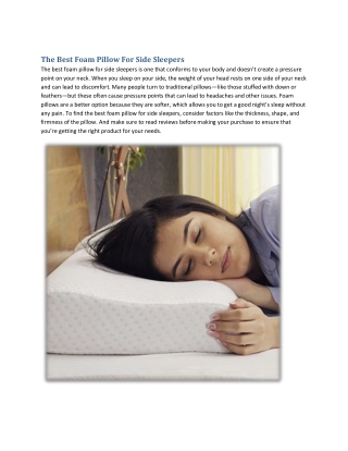 The Best Foam Pillow For Side Sleepers