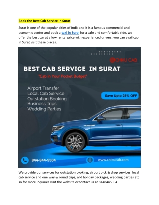 Book the Best Cab Service in Surat