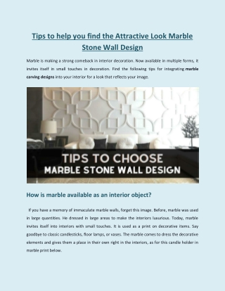 Tips to help you find the Attractive Look Marble Stone Wall Design